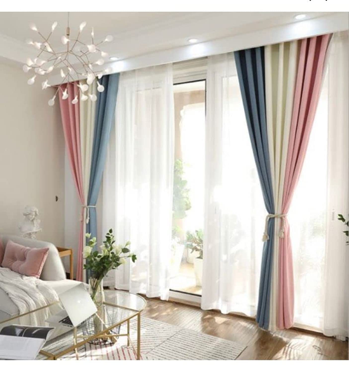 INtex CURTAINS HOUSE Linen Velvet Modern Design Curtain- Soft Fabric - three colors with Tie-backs - 2 Piece 4 meters width