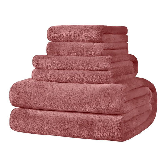 INtex HOME 4-Piece Towel Set, 100% Cotton ? Includes 1 Bath Towel 140 cm x 70 cm, 1 Hand Towel 100 cm x 50 cm, 2 Washcloths 30 cm x 30 cm, Quick Dry, Super Soft, Highly Absorbent, No Fade, Coral