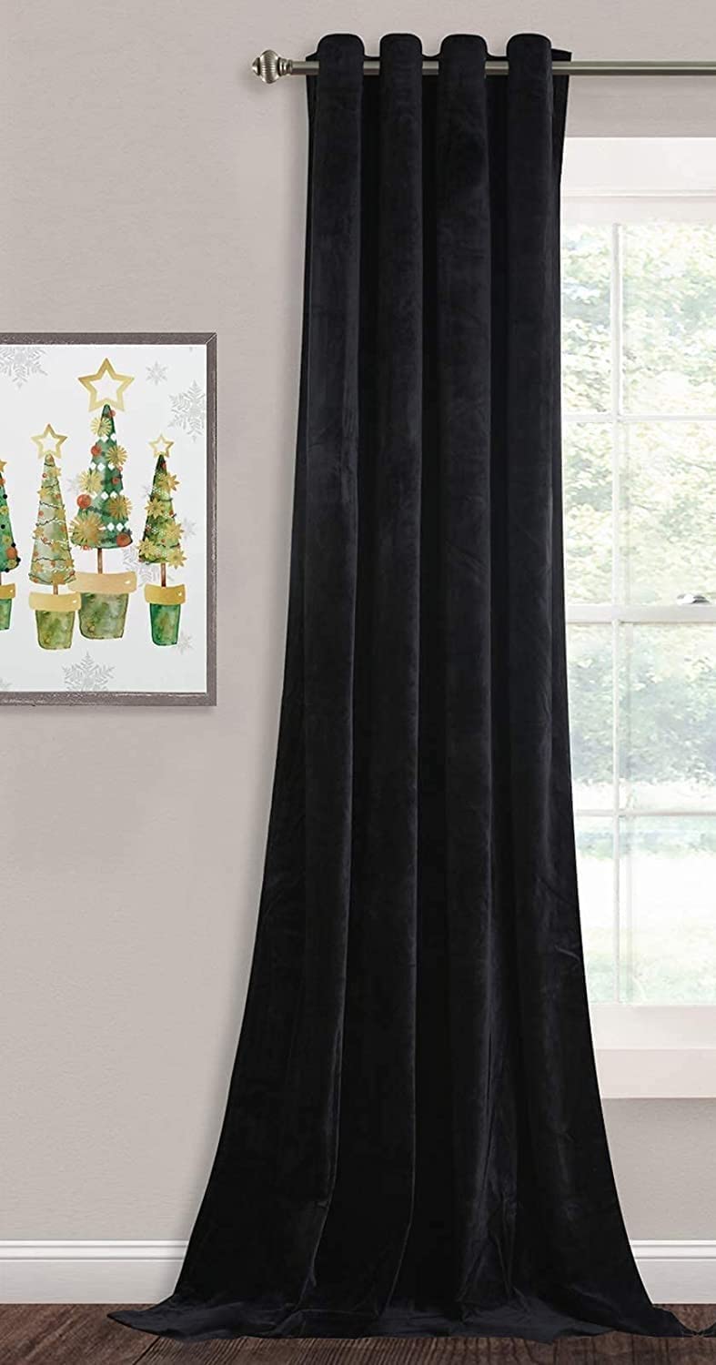 INtex CURTAINS HOUSE Elegant Velvet curtains - Soft Velour fabric - Steel Grommets - for living rooms - 1 piece-Black