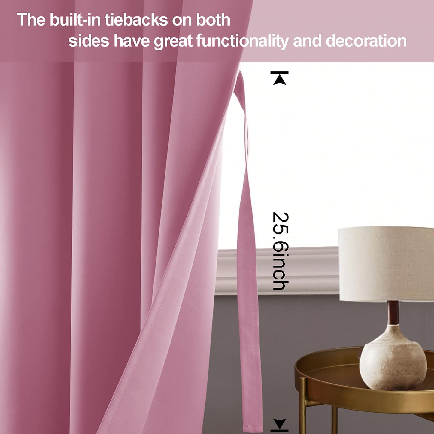 INtex CURTAINS HOUSE Blackout Curtains with Tiebacks - Thermal Insulated, Light Blocking and Noise Reducing Grommet Curtain Drapes for Bedroom and Living Room, Set of 2 Panels,