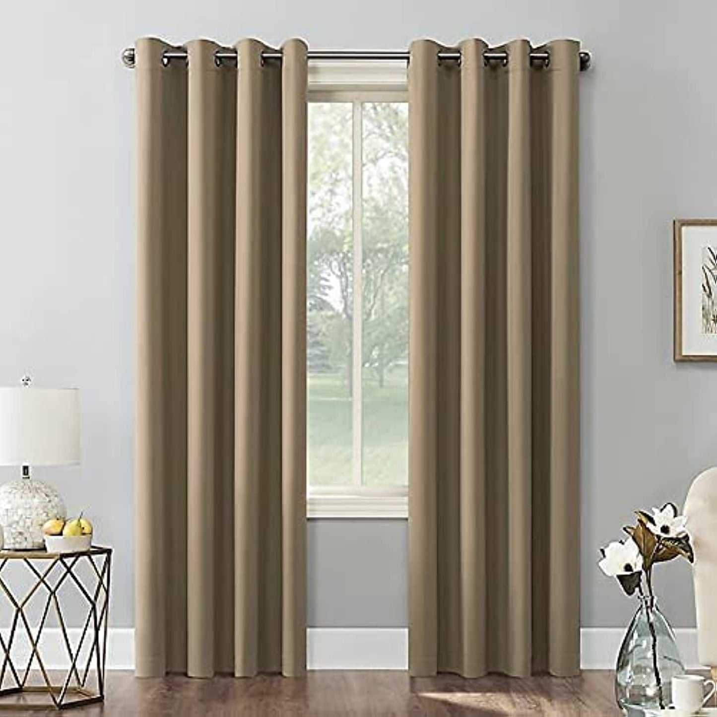 INtex CURTAINS HOUSE Blackout Curtains with Tiebacks - Thermal Insulated, Light Blocking and Noise Reducing Grommet Curtain Drapes for Bedroom and Living Room, Set of 2 Panels,