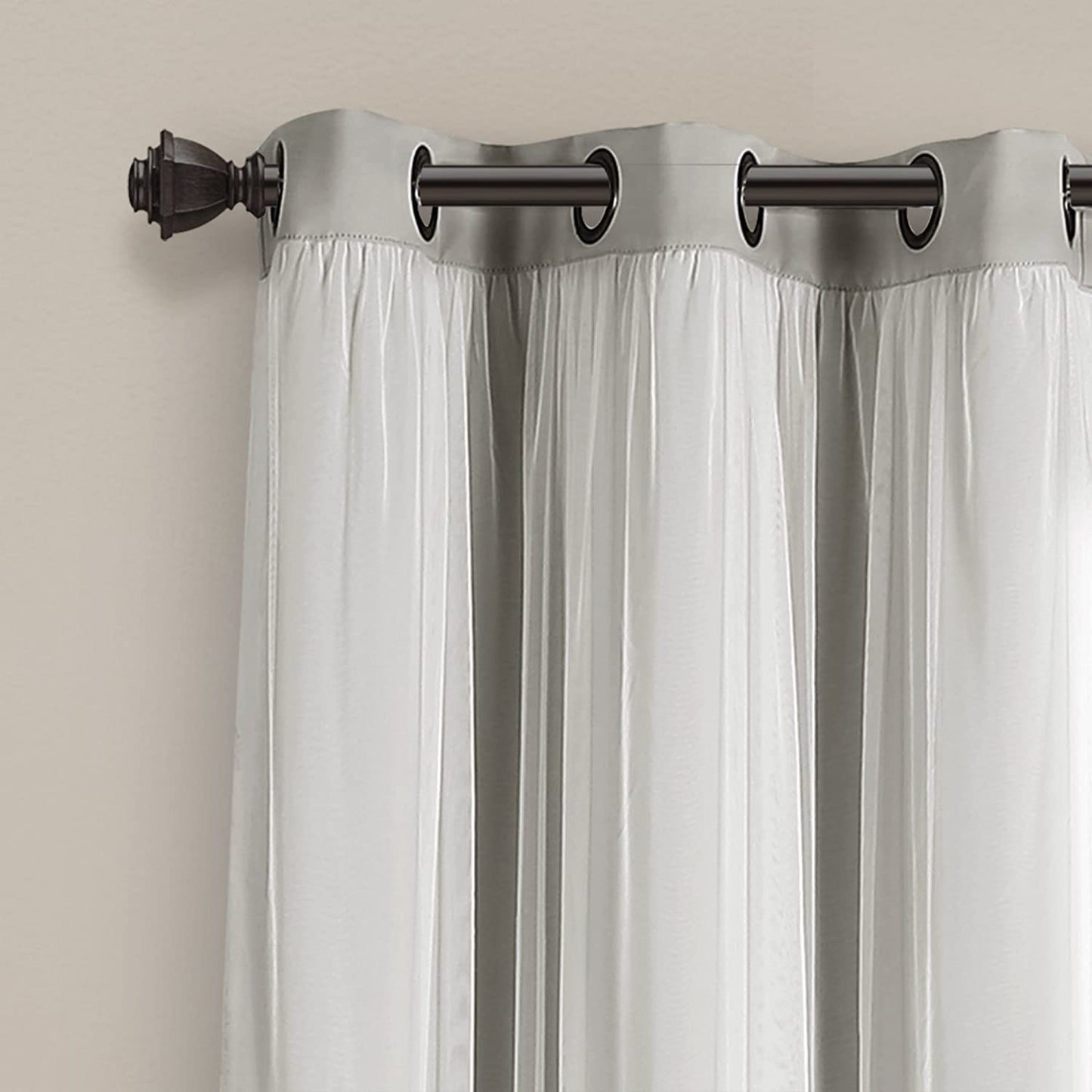 INtex CURTAINS HOUSE Voile Sheer Panel Pair with Insulated Blackout Room Dark,Rich steel Grommet, Set of 1 Panel