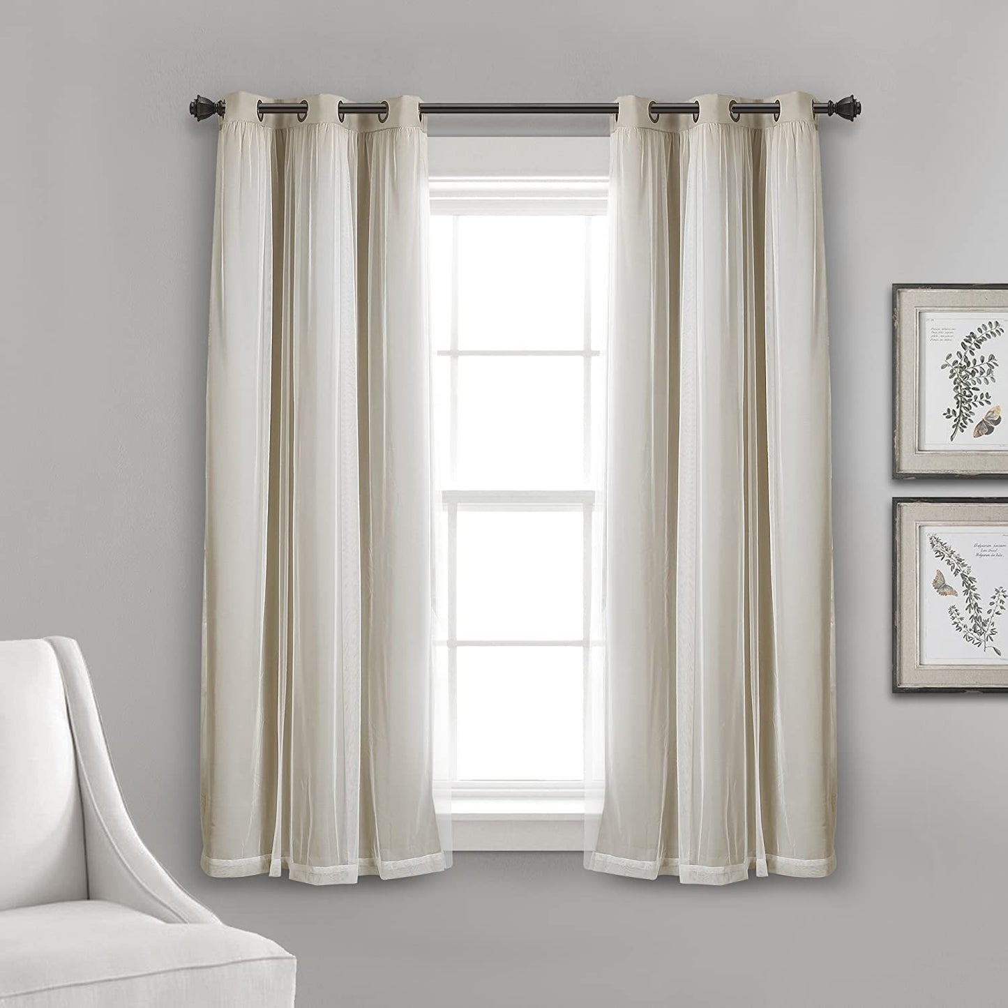 INtex CURTAINS HOUSE Voile Sheer Panel Pair with Insulated Blackout Room Dark,Rich steel Grommet, Set of 1 Panel