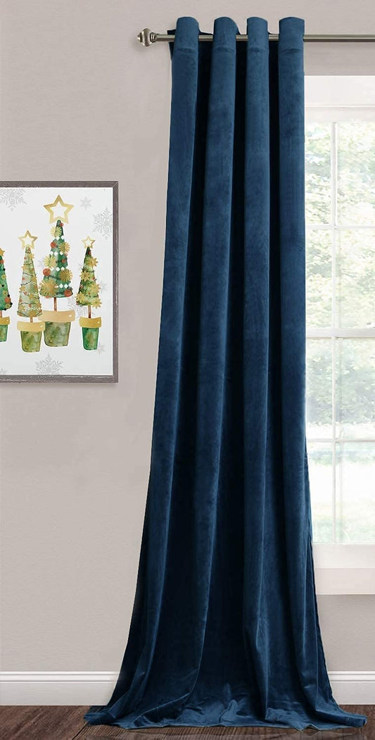 INtex CURTAINS HOUSE Elegant Velvet curtains - Soft Velour fabric - Steel Grommets - for living rooms - 1 piece-Navy