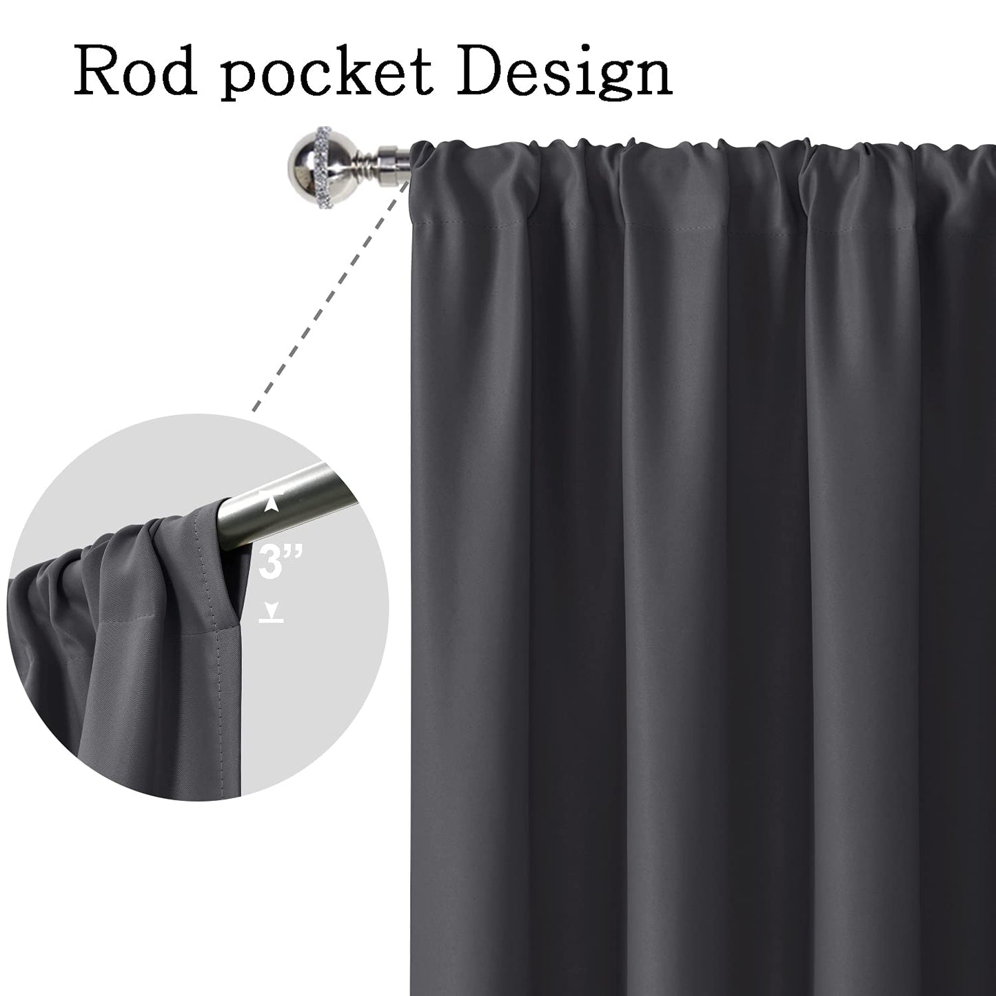 INtex CURTAINS HOUSE Blackout Curtains for Bedroom - Thermal Insulated Room Darkening Noise Reducing- cover pocket design - 1 panel with tie-pack