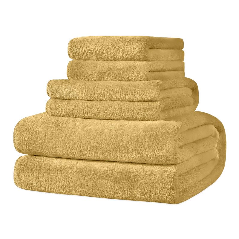 INtex HOME 4-Piece Towel Set, 100% Cotton ? Includes 1 Bath Towel 140 cm x 70 cm, 1 Hand Towel 100 cm x 50 cm, 2 Washcloths 30 cm x 30 cm, Quick Dry, Super Soft, Highly Absorbent, No Fade, Caf?