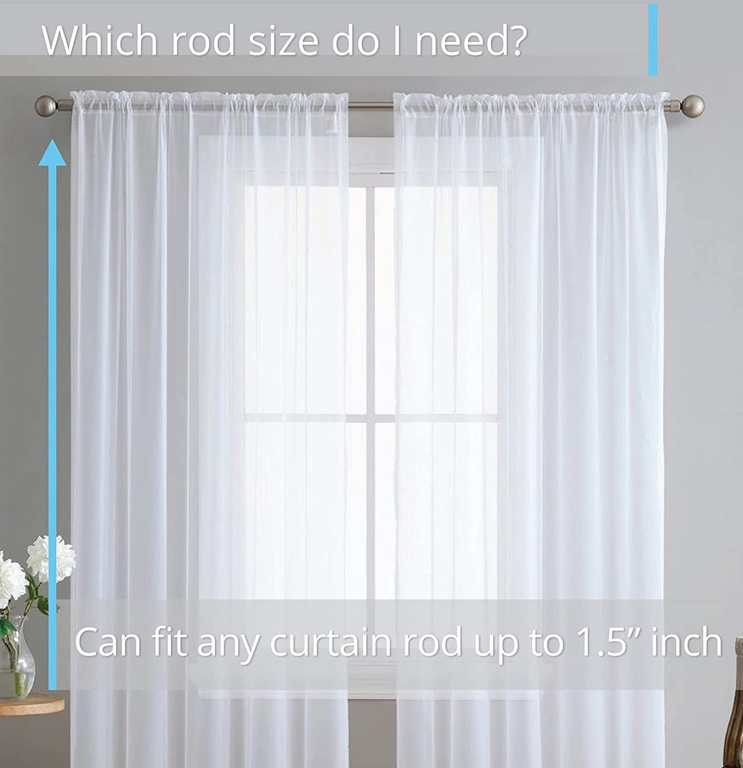 INtex CURTAINS HOUSE Elegant Voile Chiffon Curtains - Rod Pocket Design - Luxury Soft Fabric 1 Panel