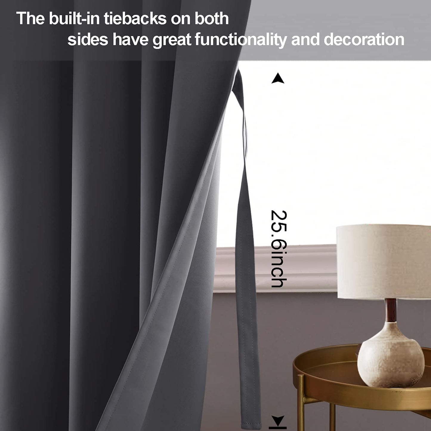 INtex CURTAINS HOUSE Blackout Curtains with Tiebacks - Thermal Insulated, Light Blocking and Noise Reducing Grommet Curtain Drapes for Bedroom and Living Room, Set of 2 Panels,