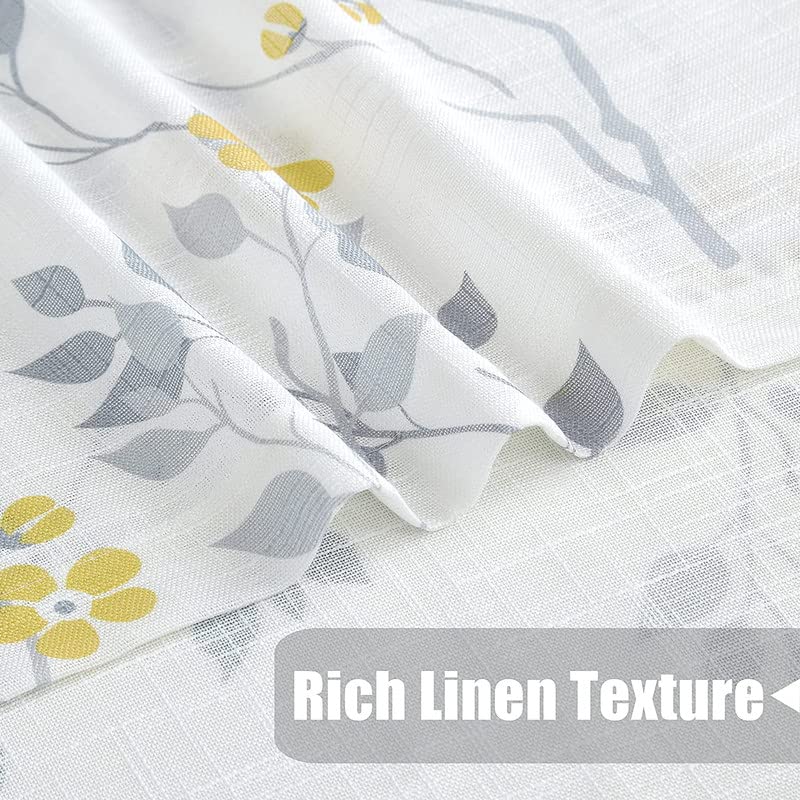 INtex CURTAINS HOUSE Rich Natural Linen curtains - Printed floral curtains- Semi-transparent - Road Pocket grommets for living room, bedroom, kitchens, 1 piece