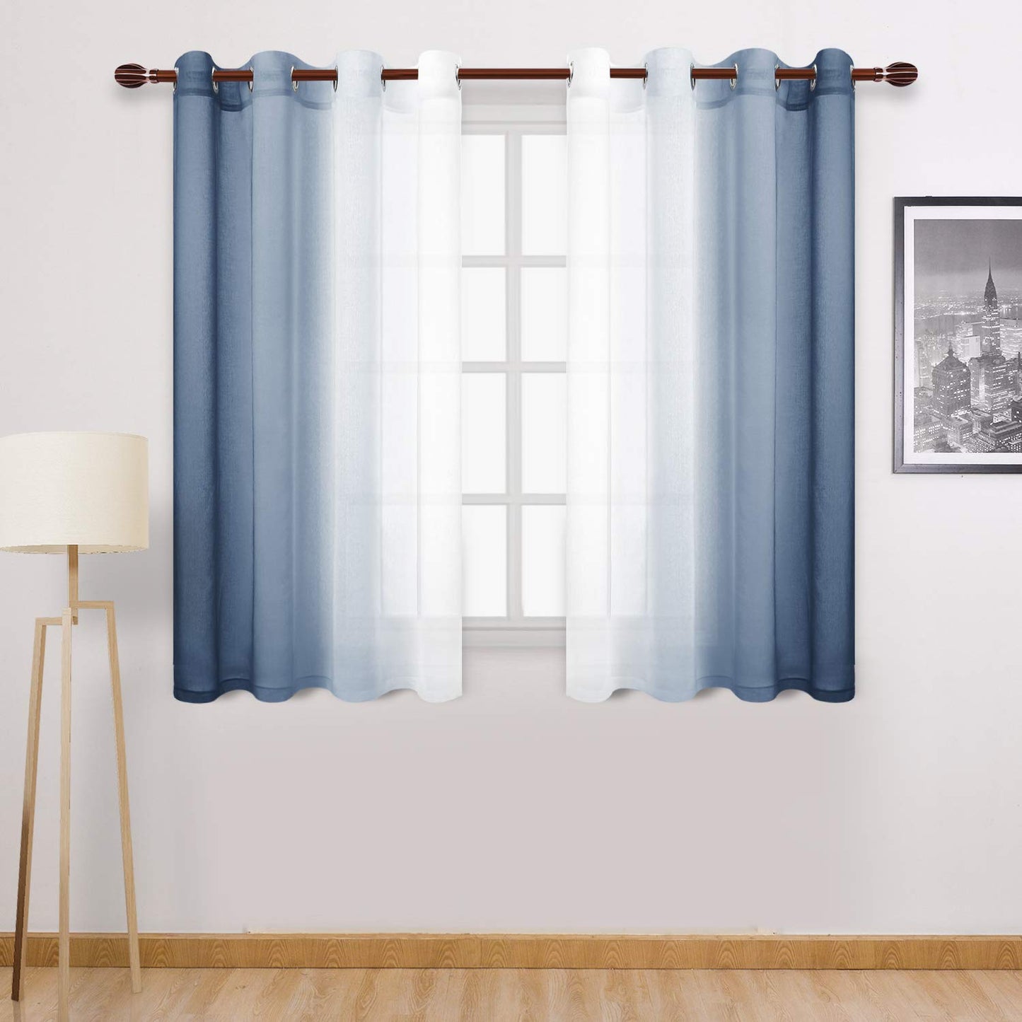 INtex CURTAINS HOUSE Modern Design Voile chiffon Curtains - Gradient colours- steel Grommets - 2 pieces - for living rooms and bedrooms