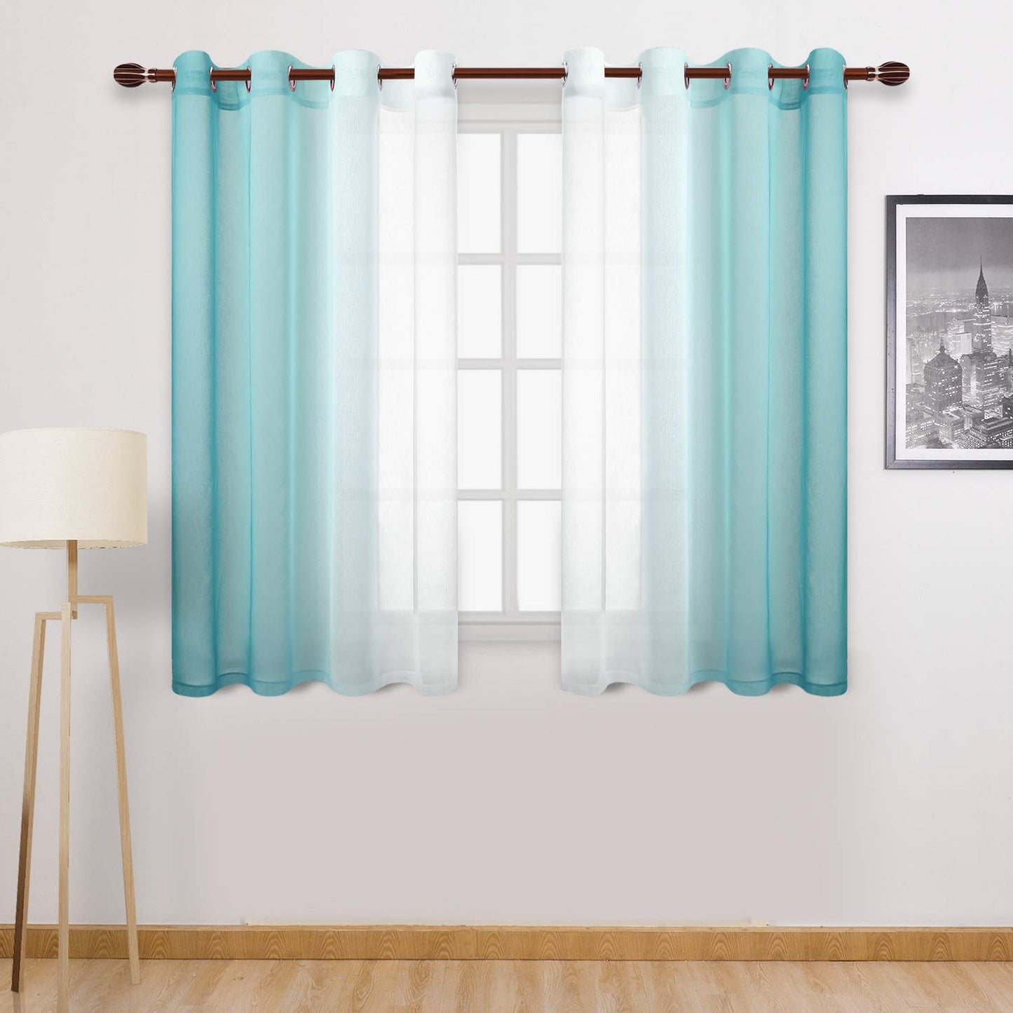 INtex CURTAINS HOUSE Modern Design Voile chiffon Curtains - Gradient colours- steel Grommets - 2 pieces - for living rooms and bedrooms