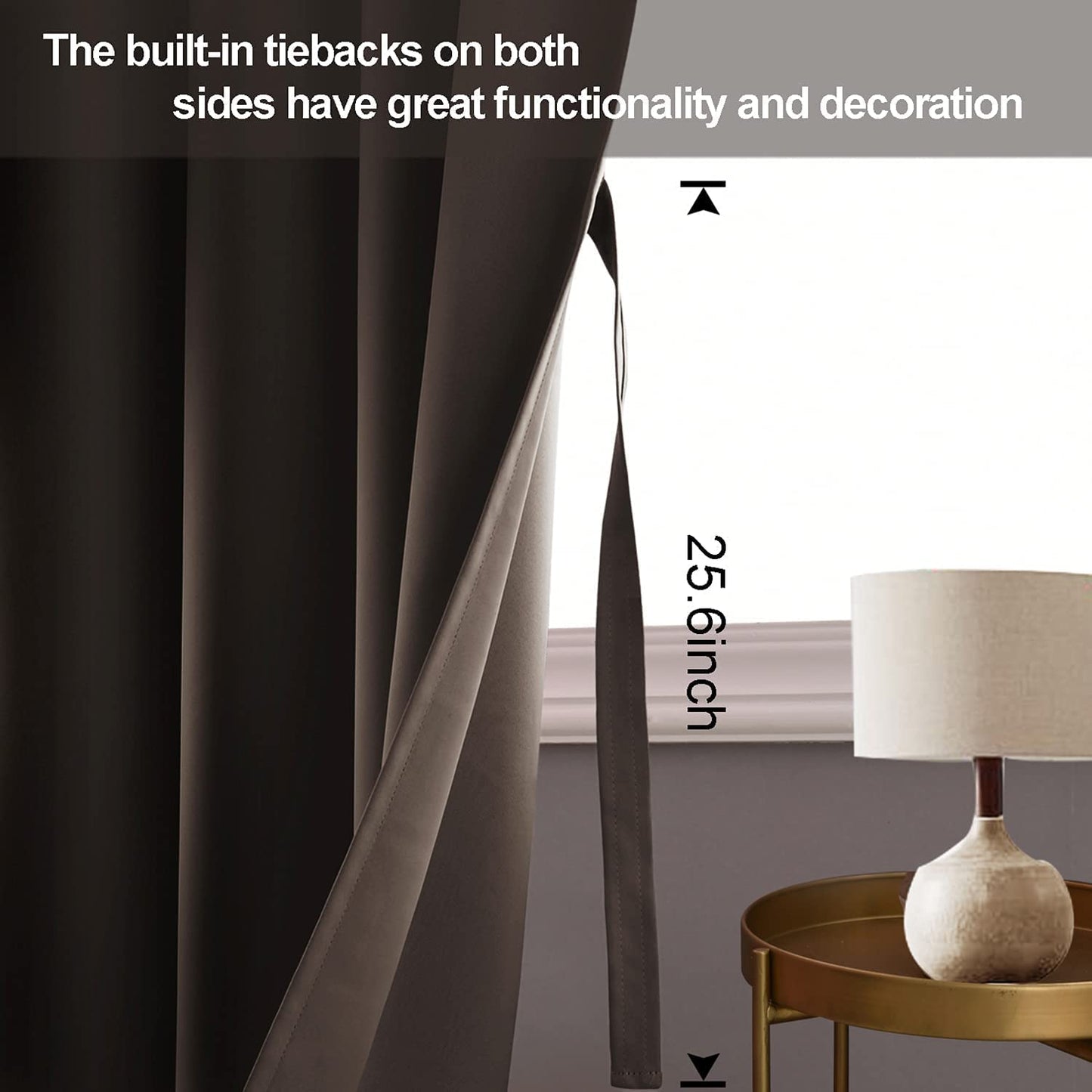 INtex CURTAINS HOUSE Blackout Curtains with Tiebacks - Thermal Insulated, Light Blocking and Noise Reducing Grommet Curtain Drapes for Bedroom and Living Room, Set of 2 Panels,