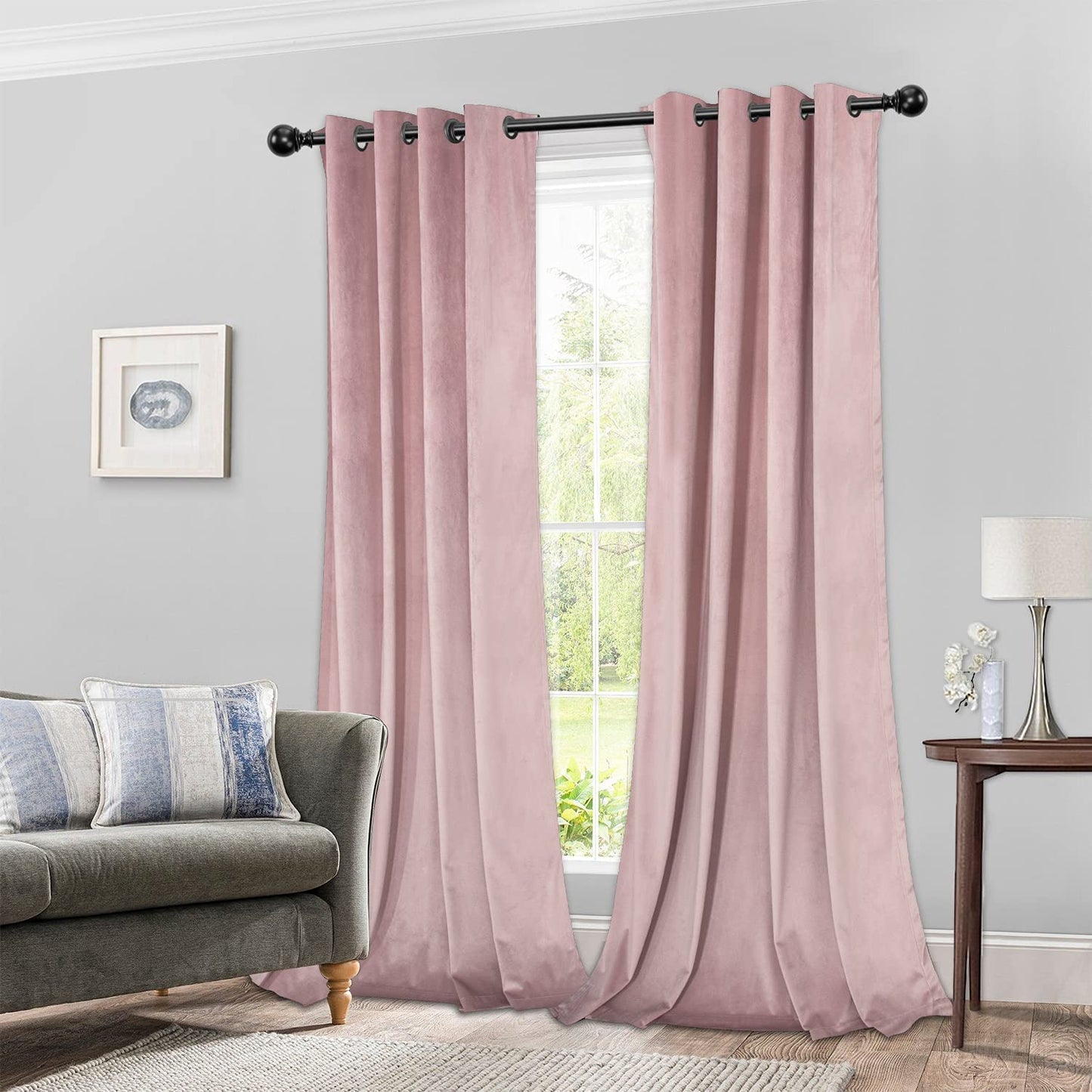 INtex CURTAINS HOUSE Elegant Velvet curtains - Soft Velour fabric - Steel Grommets - for living rooms - 1 piece-Pink