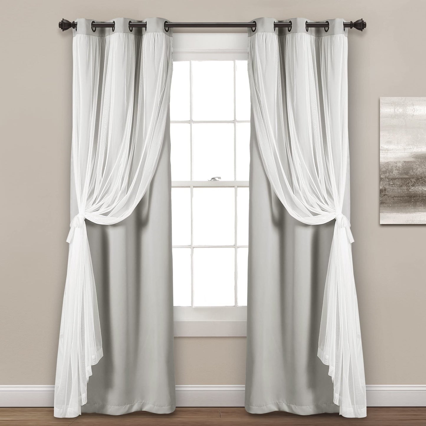 INtex CURTAINS HOUSE Voile Sheer Panel Pair with Insulated Blackout Room Dark,Rich steel Grommet, Set of 1 Panel