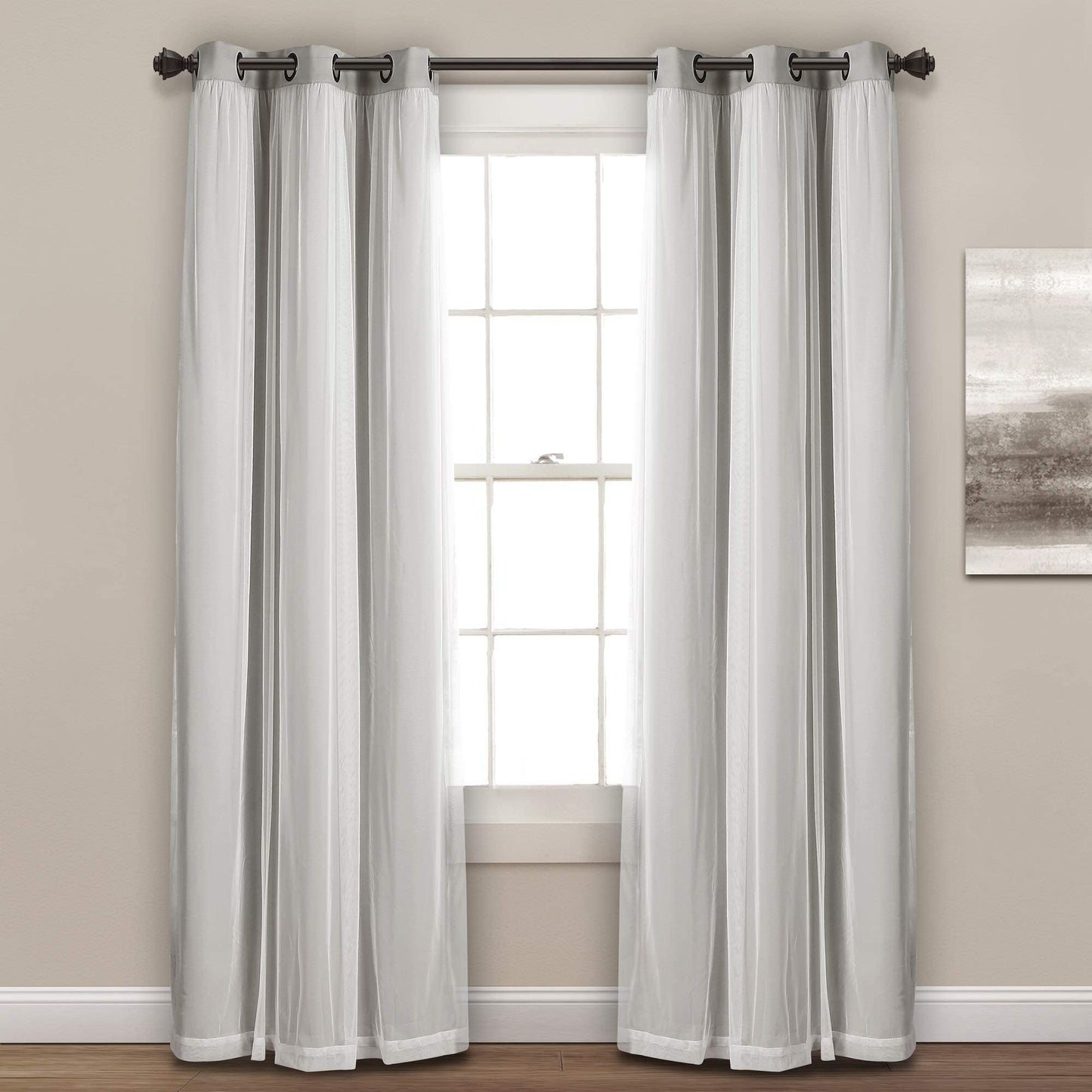 INtex CURTAINS HOUSE Voile Sheer Panel Pair with Insulated Blackout Room Dark,Rich steel Grommet, Set of 1 Panel