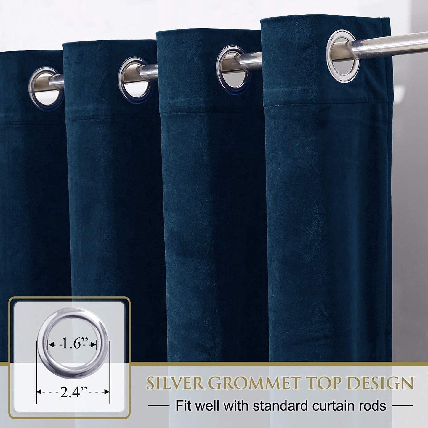 INtex CURTAINS HOUSE Elegant Velvet curtains - Soft Velour fabric - Steel Grommets - for living rooms - 1 piece-Navy