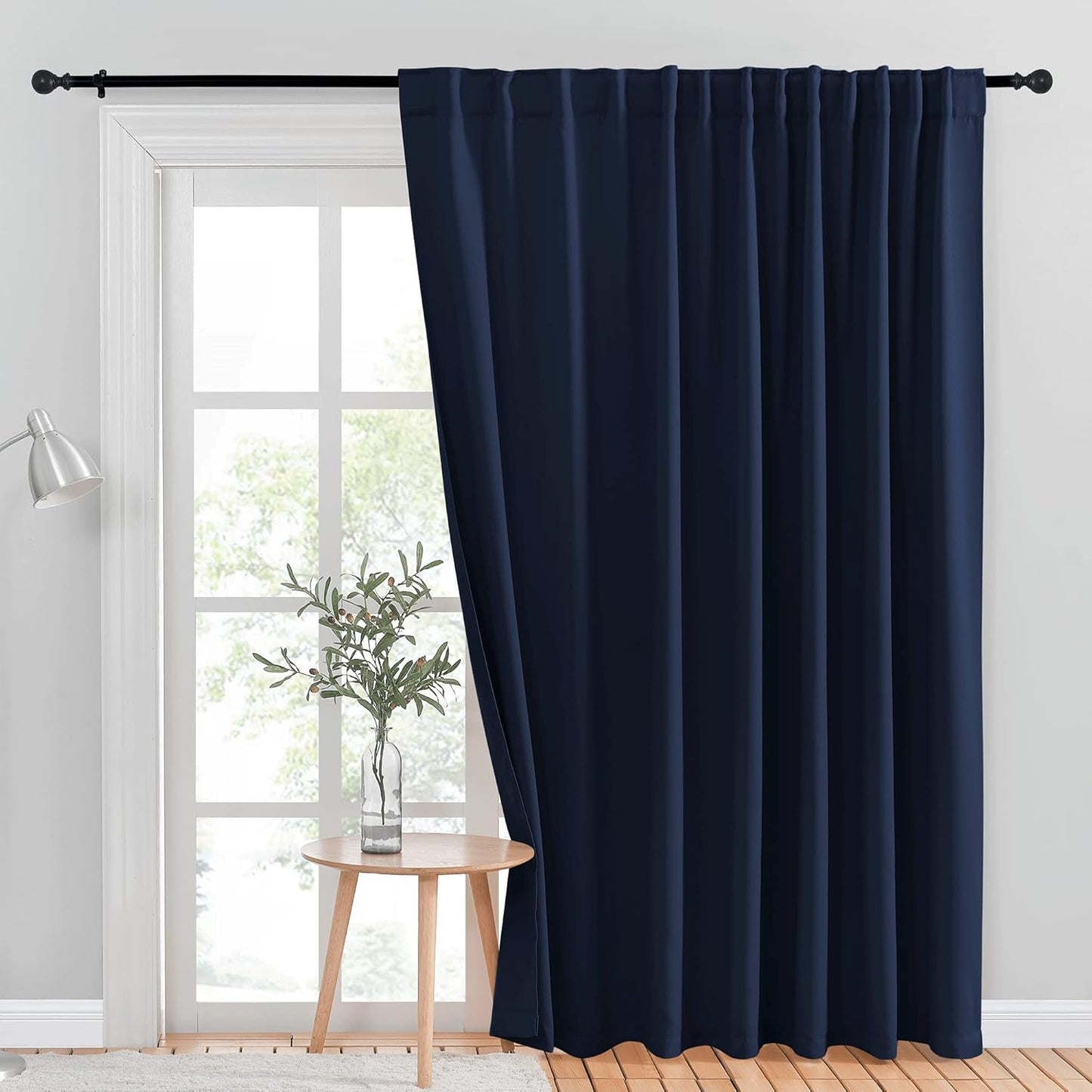 INtex CURTAINS HOUSE Blackout Blinds for Sliding Doors – Thermal Insulated Wide Curtains, Room Darkening, Blind Glass Doors, Two Hanging Options, Modern Design -Black