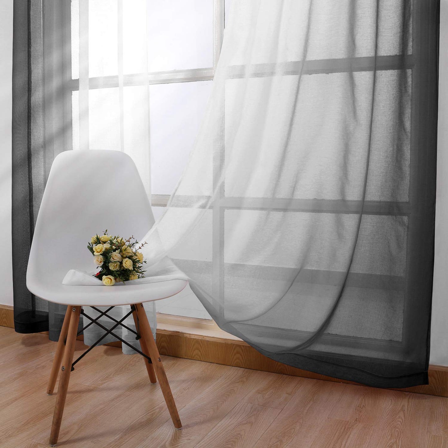 INtex CURTAINS HOUSE Modern Design Voile chiffon Curtains - Gradient colours- steel Grommets - 2 pieces - for living rooms and bedrooms