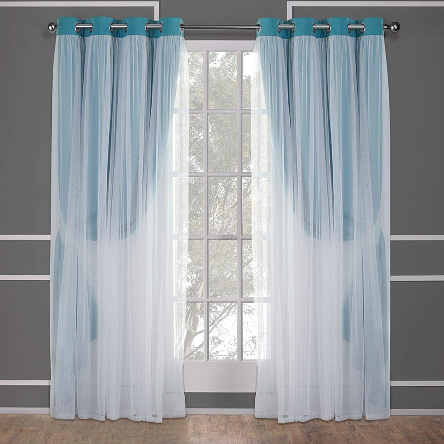 INtex CURTAINS HOUSE Voile Sheer Panel Pair with Insulated Blackout Room Dark,Rich steel Grommet, Set of 1 Panel