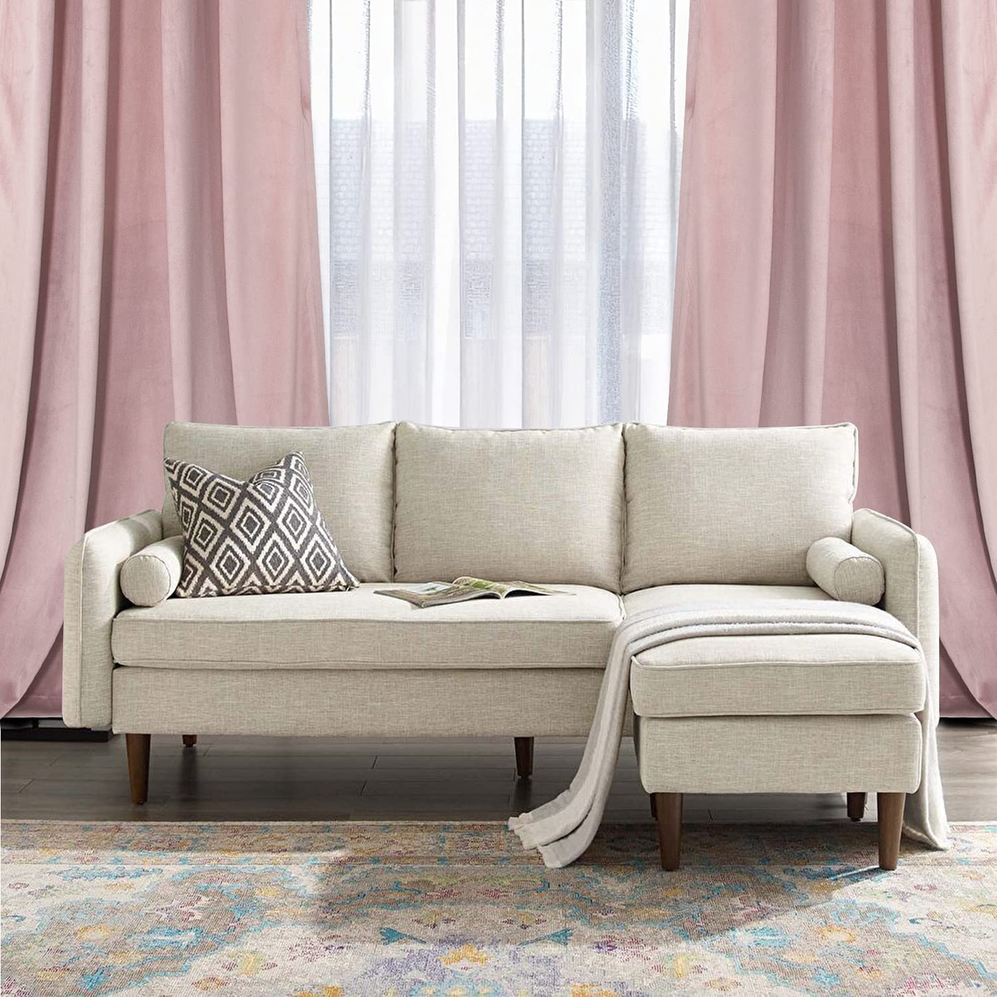 INtex CURTAINS HOUSE Elegant Velvet curtains - Soft Velour fabric - Steel Grommets - for living rooms - 1 piece-Pink