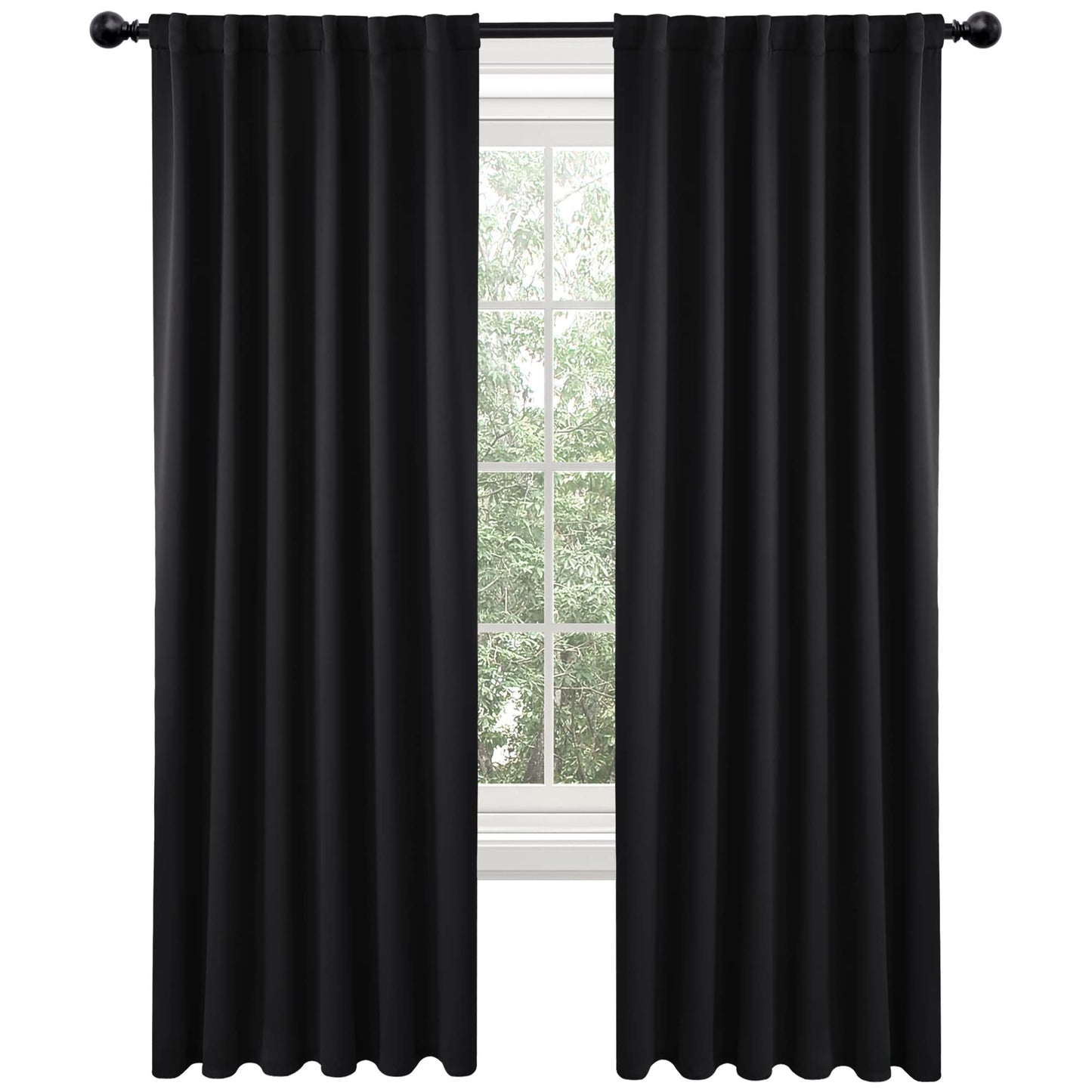 INtex CURTAINS HOUSE Elegant Blackout Curtains-Back Tap design-thermal Insulated fabric-for room Darkness - 1 Piece (Black 135W X 230L CM)