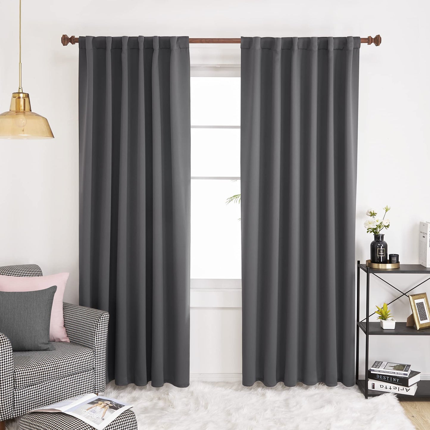 INtex CURTAINS HOUSE Elegant Blackout Curtains-Back Tap design-thermal Insulated fabric-for room Darkness - 1 Piece