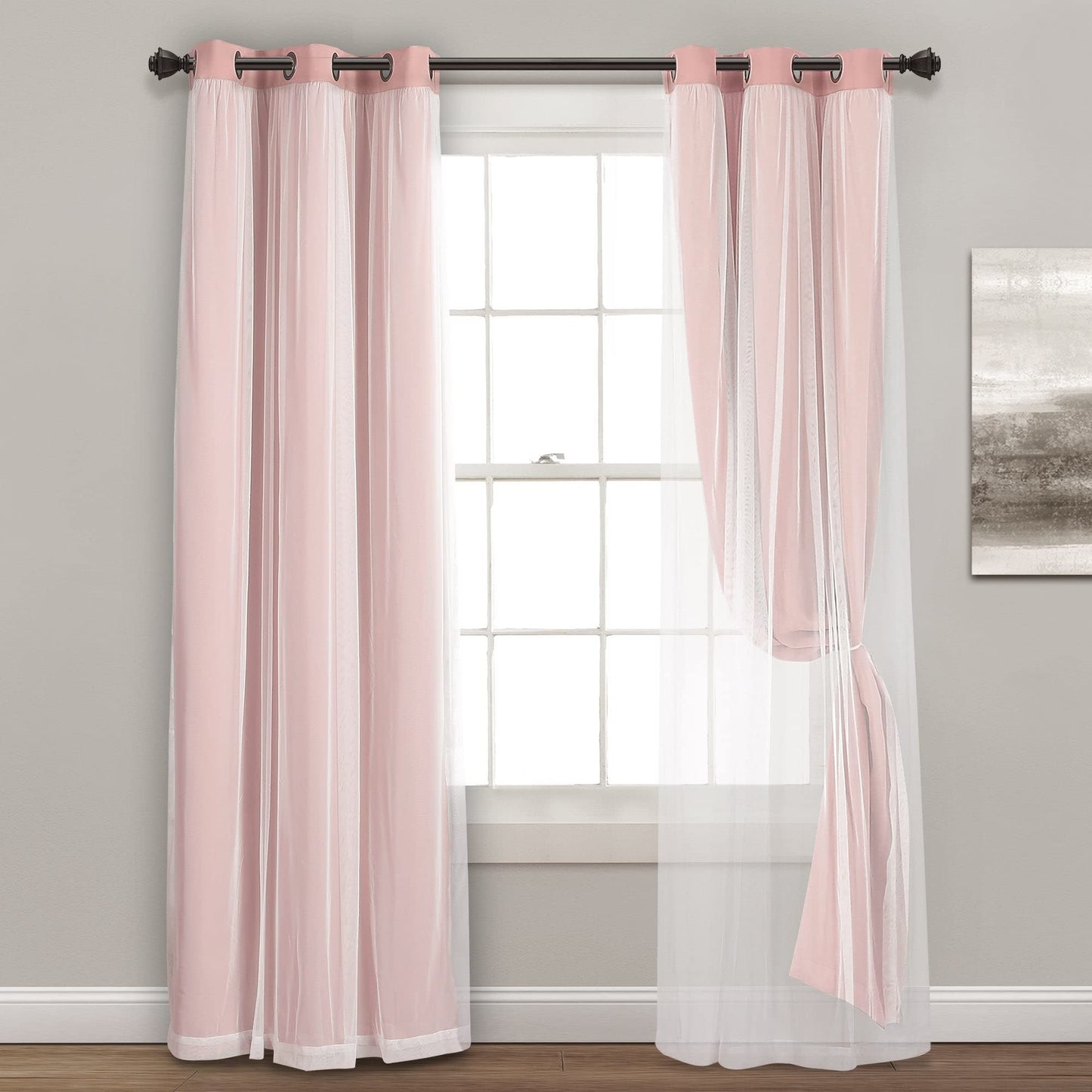 INtex CURTAINS HOUSE Voile Sheer Panel Pair with Insulated Blackout Room Dark,Rich steel Grommet, Set of 1 Panel