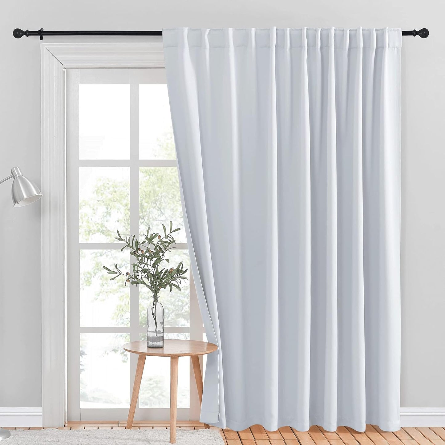 INtex CURTAINS HOUSE Blackout Blinds for Sliding Doors – Thermal Insulated Wide Curtains, Room Darkening, Blind Glass Doors, Two Hanging Options, Modern Design -Black