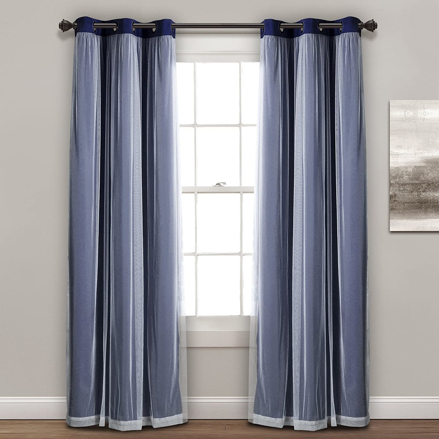 INtex CURTAINS HOUSE Voile Sheer Panel Pair with Insulated Blackout Room Dark,Rich steel Grommet, Set of 1 Panel