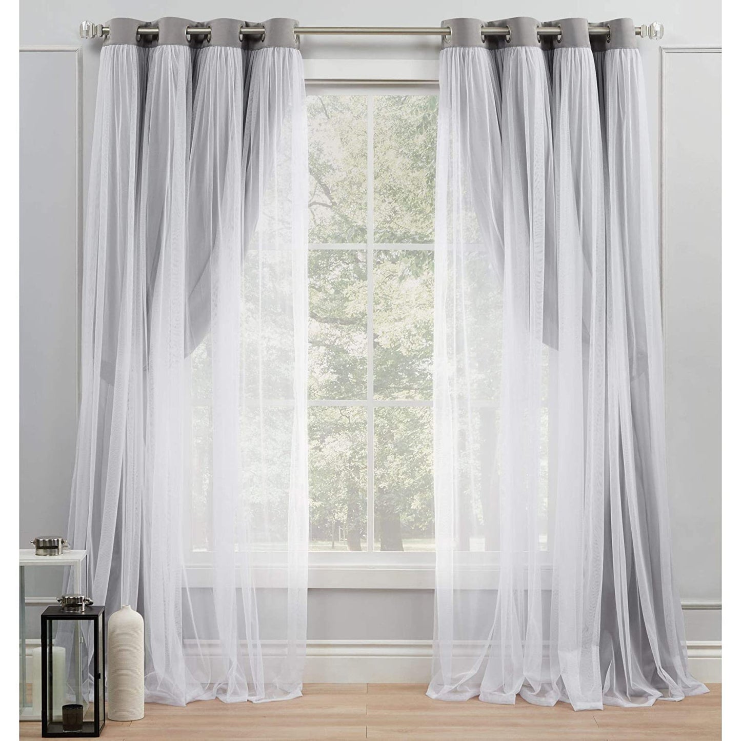 INtex CURTAINS HOUSE Voile Sheer Panel Pair with Insulated Blackout Room Dark,Rich steel Grommet, Set of 1 Panel