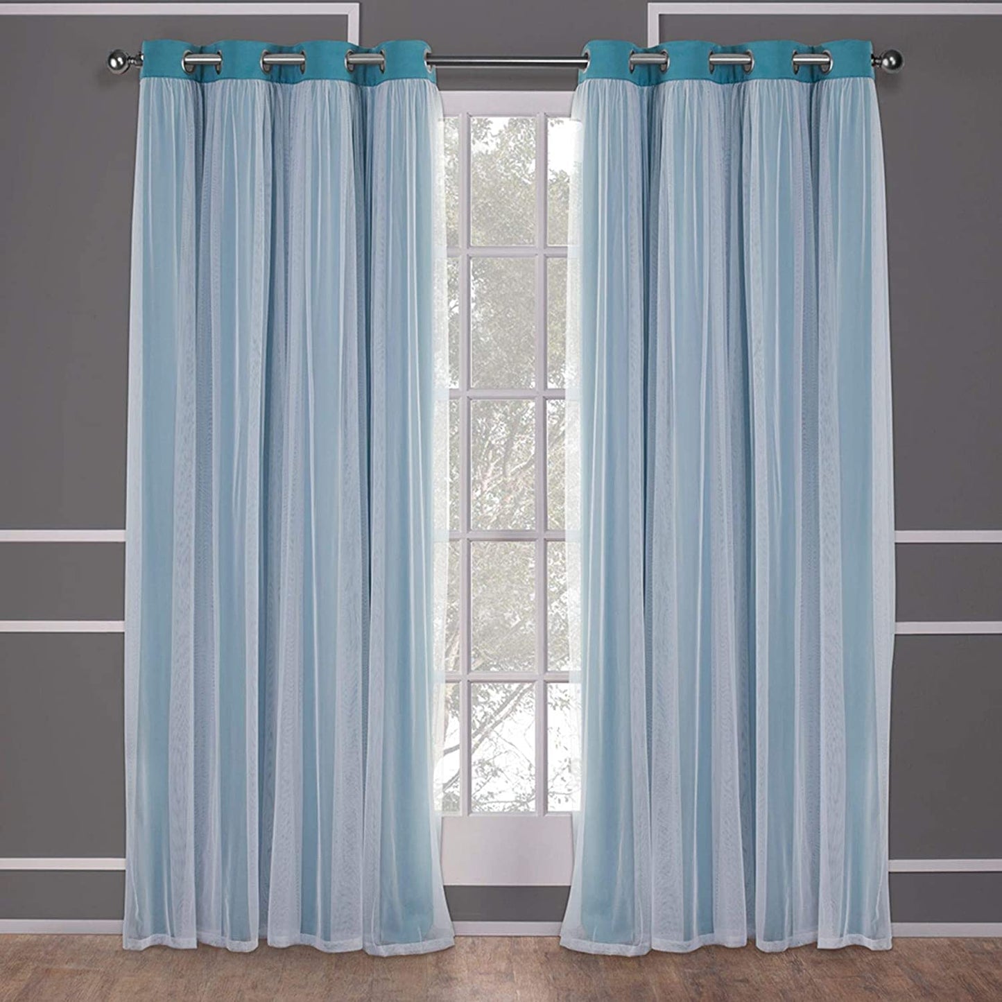 INtex CURTAINS HOUSE Voile Sheer Panel Pair with Insulated Blackout Room Dark,Rich steel Grommet, Set of 1 Panel