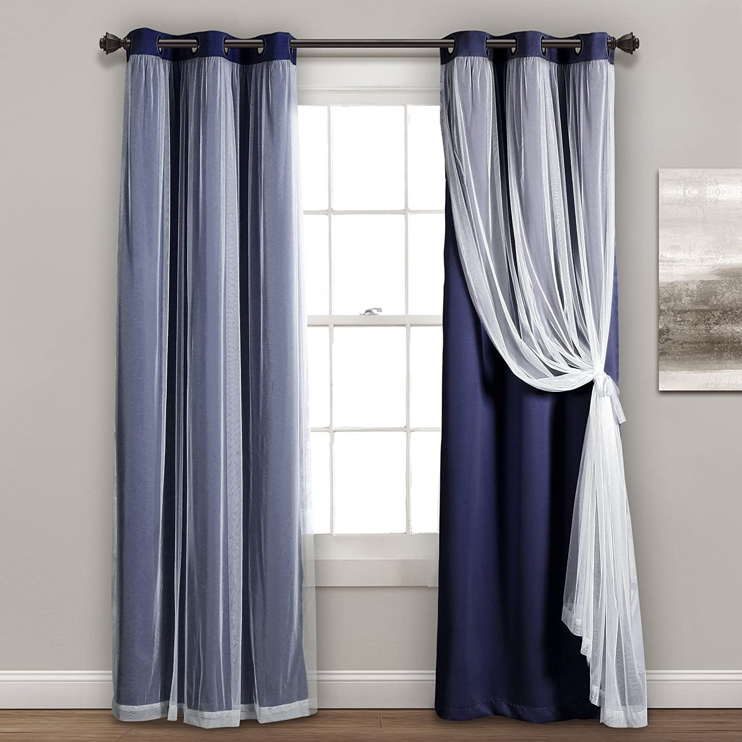 INtex CURTAINS HOUSE Voile Sheer Panel Pair with Insulated Blackout Room Dark,Rich steel Grommet, Set of 1 Panel