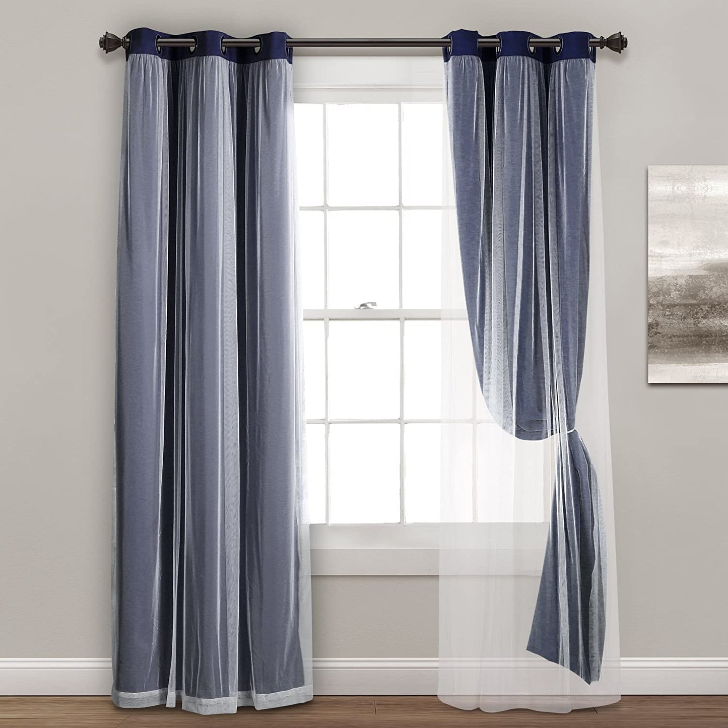 INtex CURTAINS HOUSE Voile Sheer Panel Pair with Insulated Blackout Room Dark,Rich steel Grommet, Set of 1 Panel