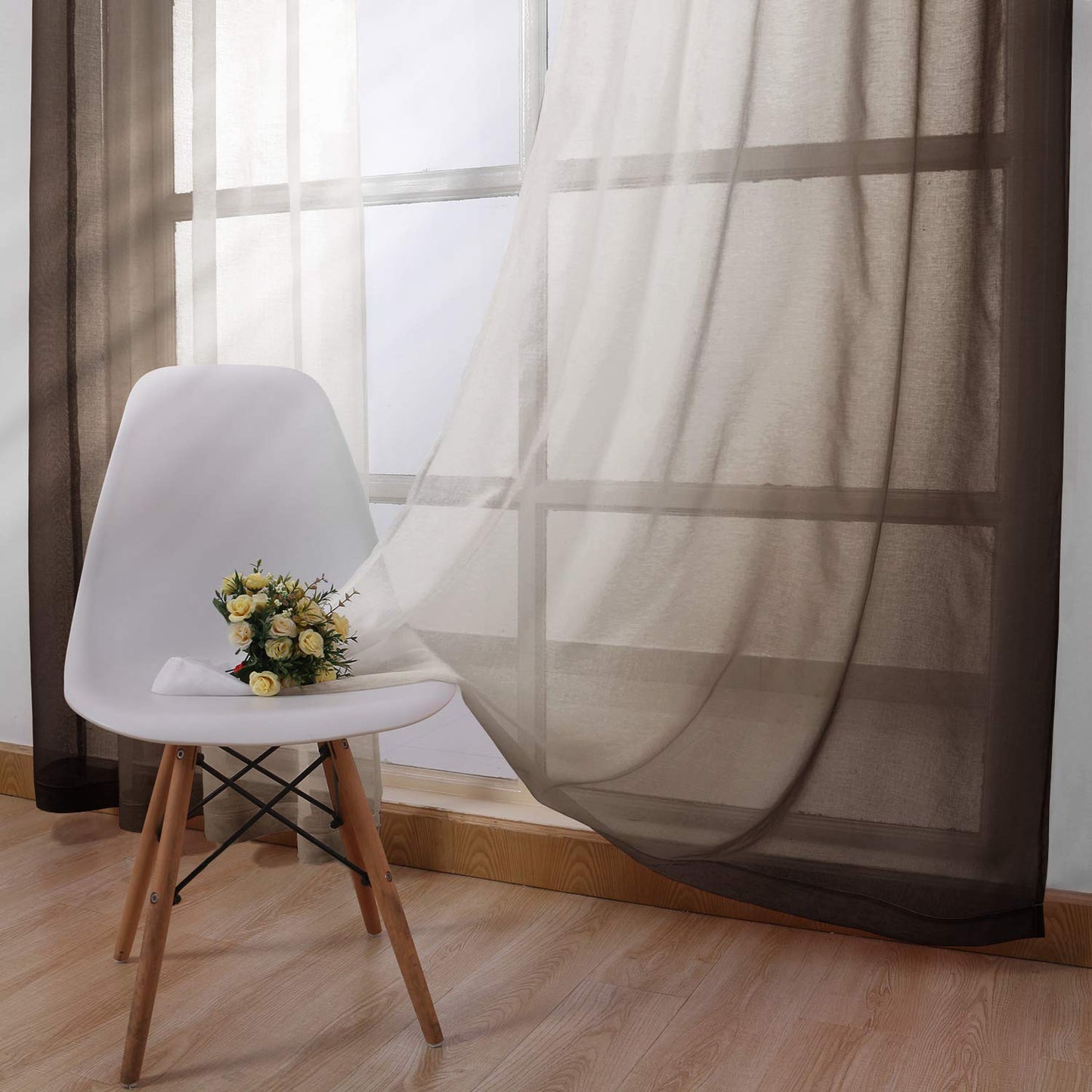 INtex CURTAINS HOUSE Modern Design Voile chiffon Curtains - Gradient colours- steel Grommets - 2 pieces - for living rooms and bedrooms