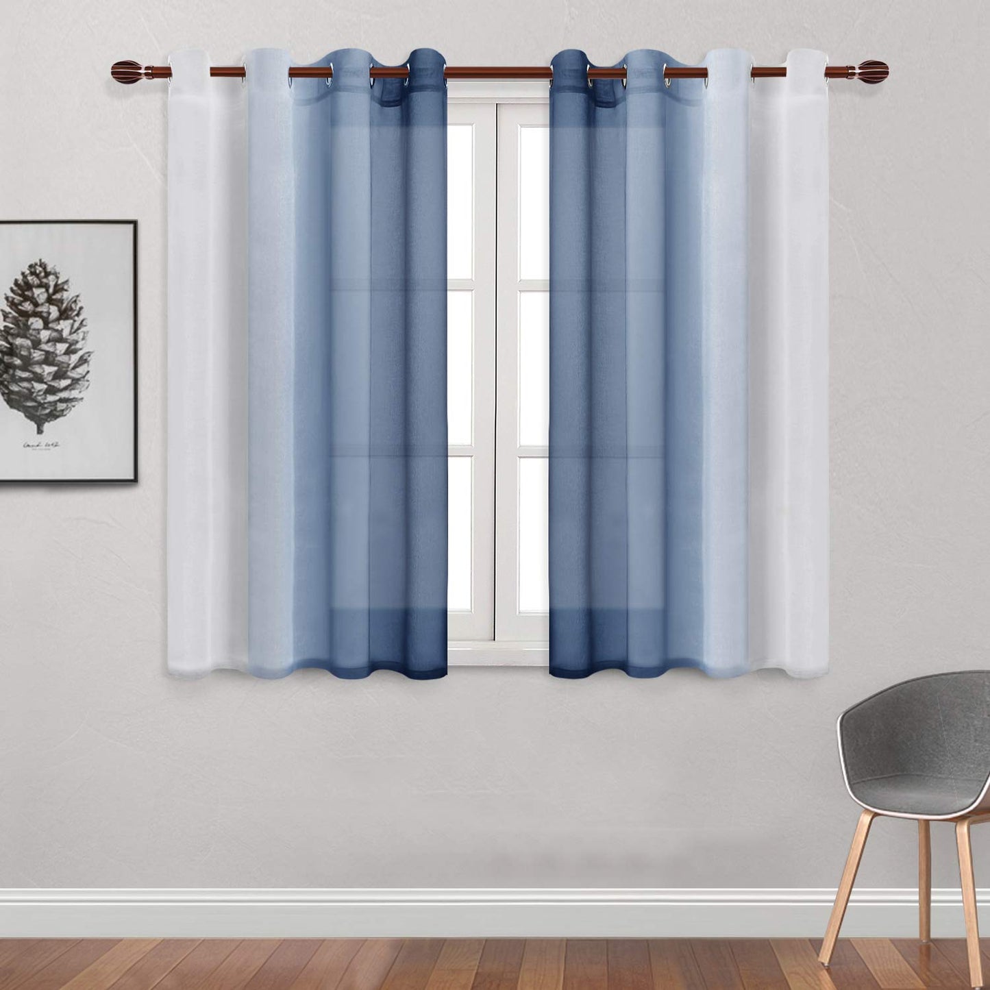 INtex CURTAINS HOUSE Modern Design Voile chiffon Curtains - Gradient colours- steel Grommets - 2 pieces - for living rooms and bedrooms