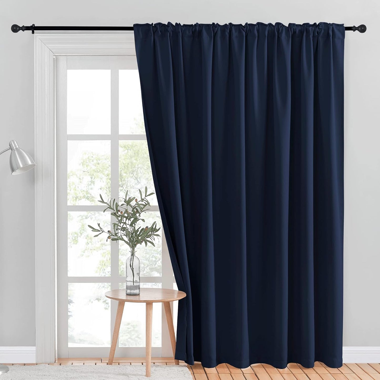 INtex CURTAINS HOUSE Blackout Blinds for Sliding Doors – Thermal Insulated Wide Curtains, Room Darkening, Blind Glass Doors, Two Hanging Options, Modern Design -Black