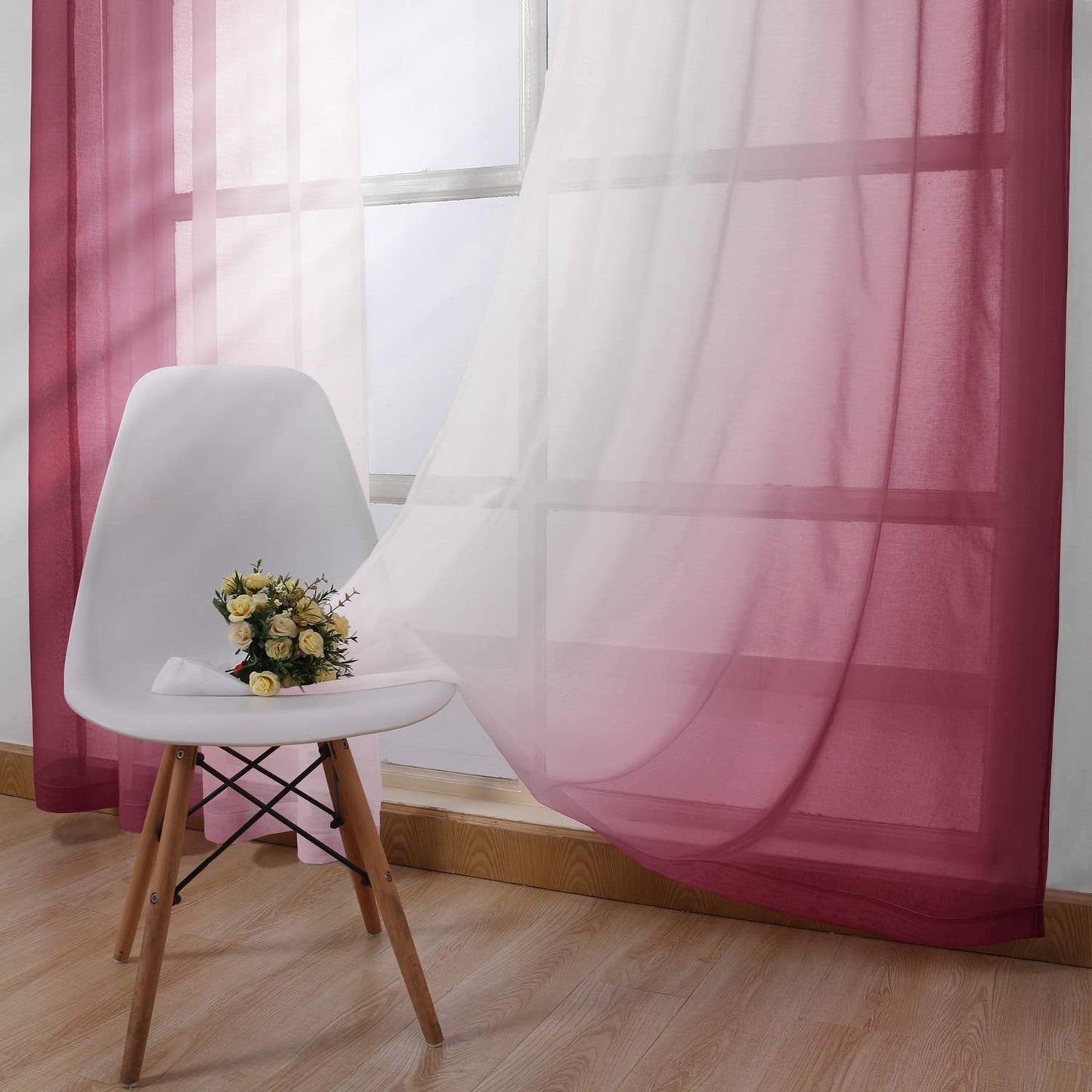 INtex CURTAINS HOUSE Modern Design Voile chiffon Curtains - Gradient colours- steel Grommets - 2 pieces - for living rooms and bedrooms