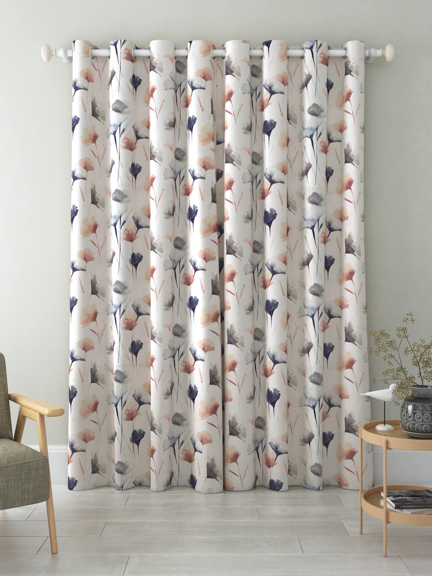 INtex CURTAINS Linen Velvet Sabia Curtains-Modern Multi Colour Sheer Design-Steel Grommets -1 Piece