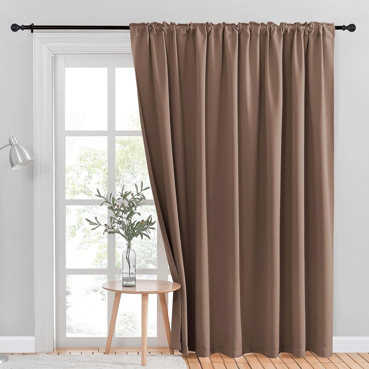 INtex CURTAINS HOUSE Blackout Blinds for Sliding Doors – Thermal Insulated Wide Curtains, Room Darkening, Blind Glass Doors, Two Hanging Options, Modern Design -Black