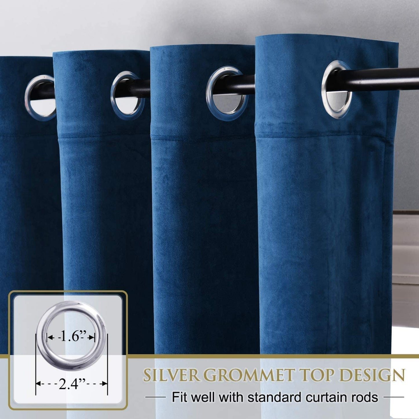 INtex CURTAINS HOUSE Elegant Velvet curtains - Soft Velour fabric - Steel Grommets - for living rooms - 1 piece-Petrol Blue