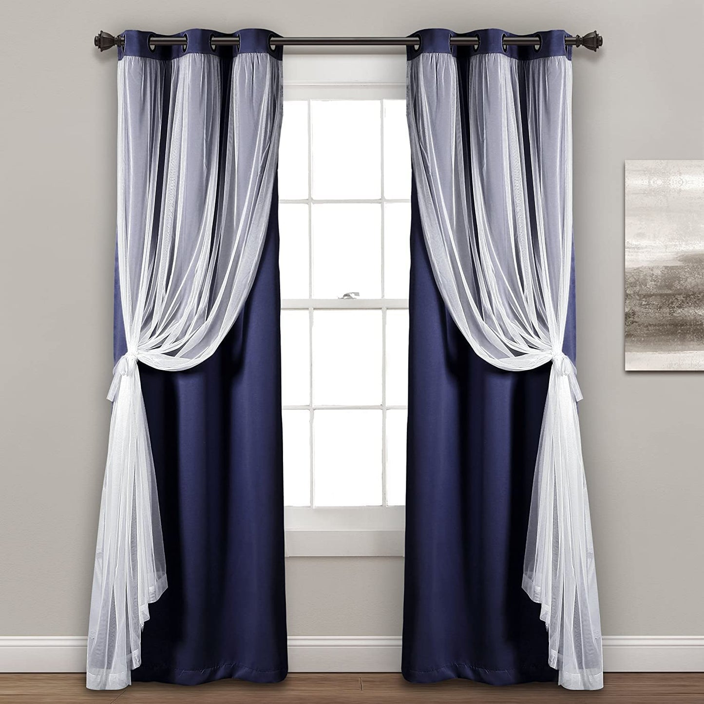 INtex CURTAINS HOUSE Voile Sheer Panel Pair with Insulated Blackout Room Dark,Rich steel Grommet, Set of 1 Panel