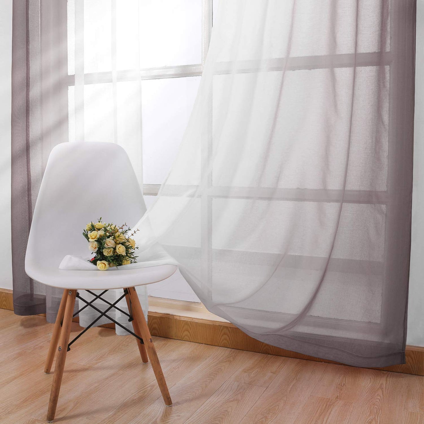 INtex CURTAINS HOUSE Modern Design Voile chiffon Curtains - Gradient colours- steel Grommets - 2 pieces - for living rooms and bedrooms