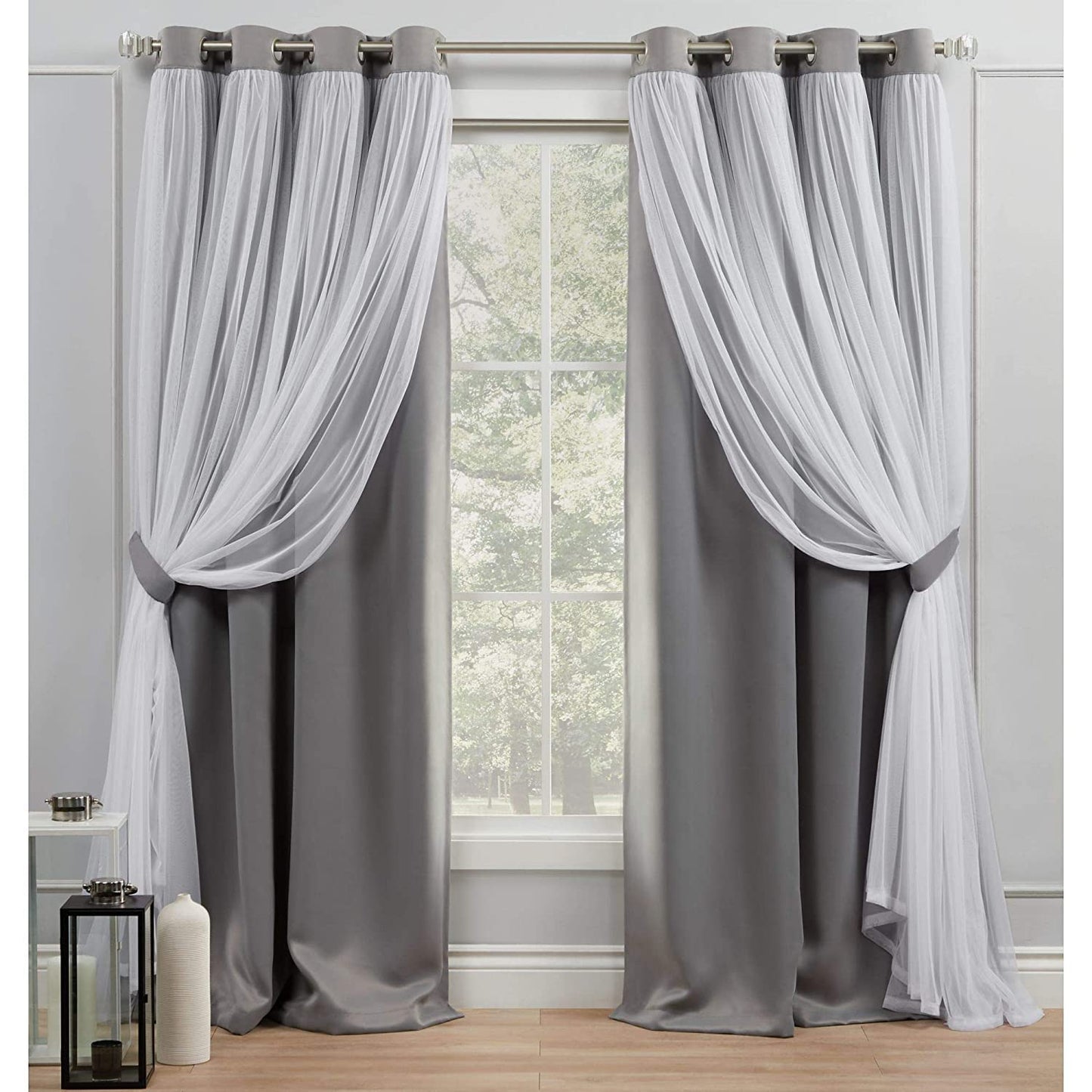 INtex CURTAINS HOUSE Voile Sheer Panel Pair with Insulated Blackout Room Dark,Rich steel Grommet, Set of 1 Panel