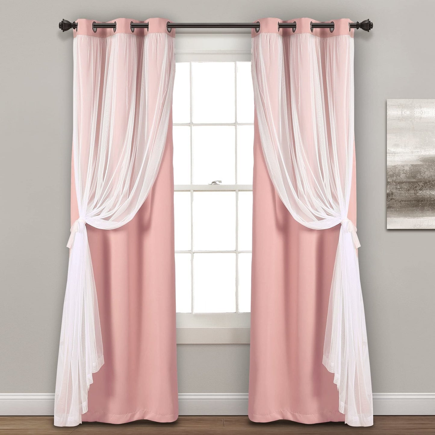 INtex CURTAINS HOUSE Voile Sheer Panel Pair with Insulated Blackout Room Dark,Rich steel Grommet, Set of 1 Panel