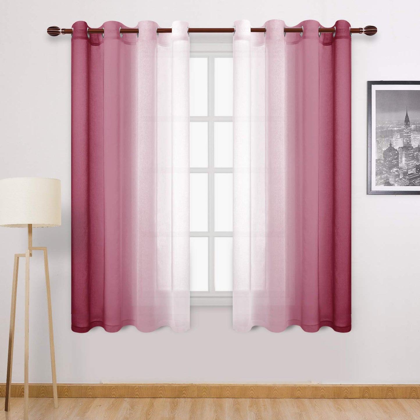 INtex CURTAINS HOUSE Modern Design Voile chiffon Curtains - Gradient colours- steel Grommets - 2 pieces - for living rooms and bedrooms