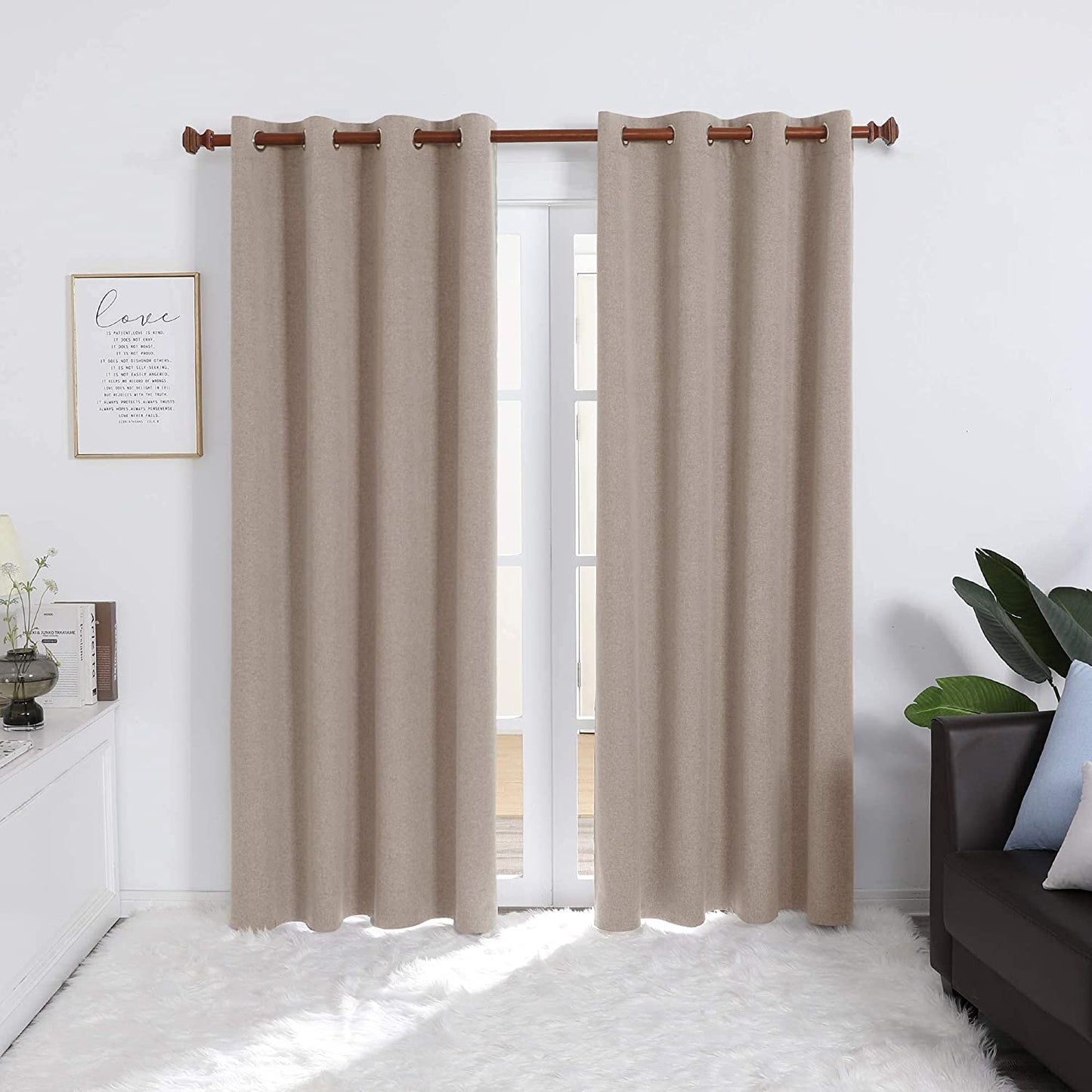 INtex CURTAINS HOUSE Linen Blackout curtains - 100% Blackout - sun zero - Fully Darkness for Room - thermal insulated fabric - silver steel Grommets - 1 Piece