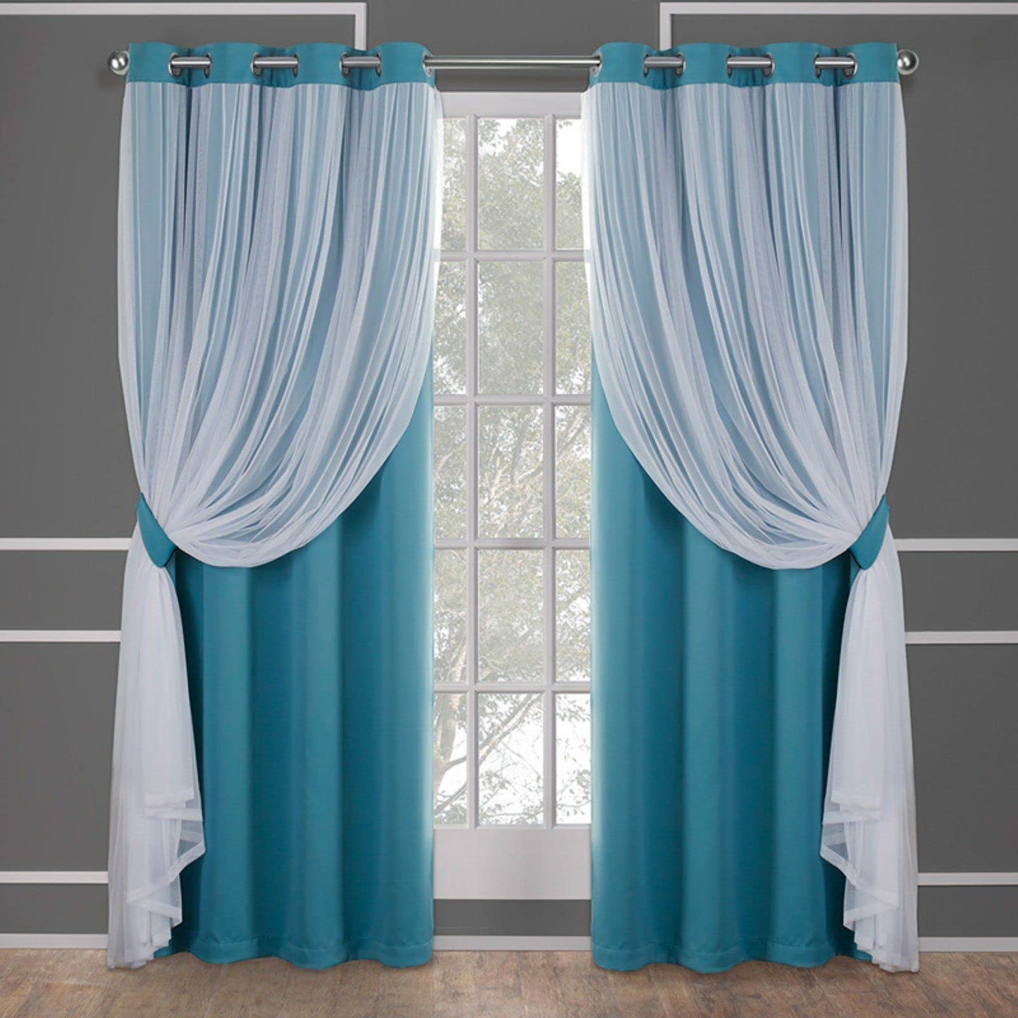 INtex CURTAINS HOUSE Voile Sheer Panel Pair with Insulated Blackout Room Dark,Rich steel Grommet, Set of 1 Panel