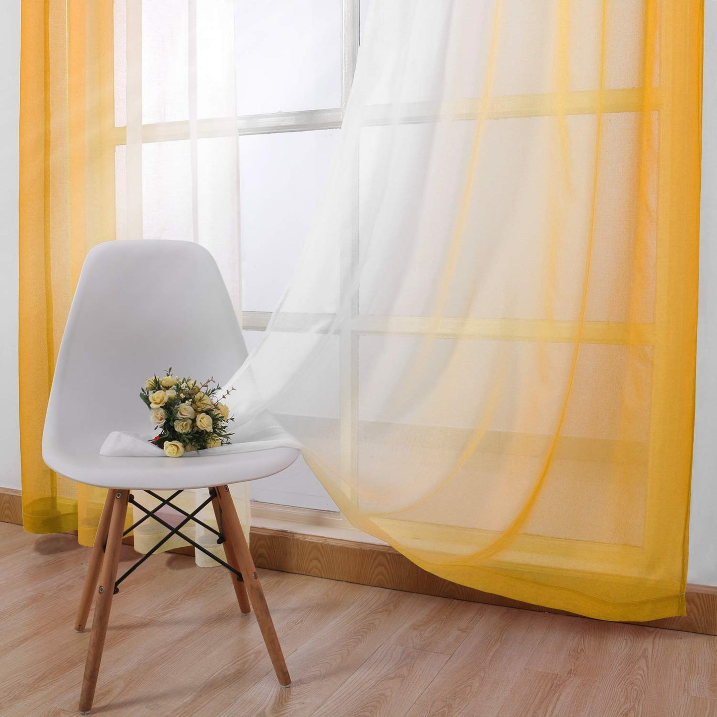 INtex CURTAINS HOUSE Modern Design Voile chiffon Curtains - Gradient colours- steel Grommets - 2 pieces - for living rooms and bedrooms