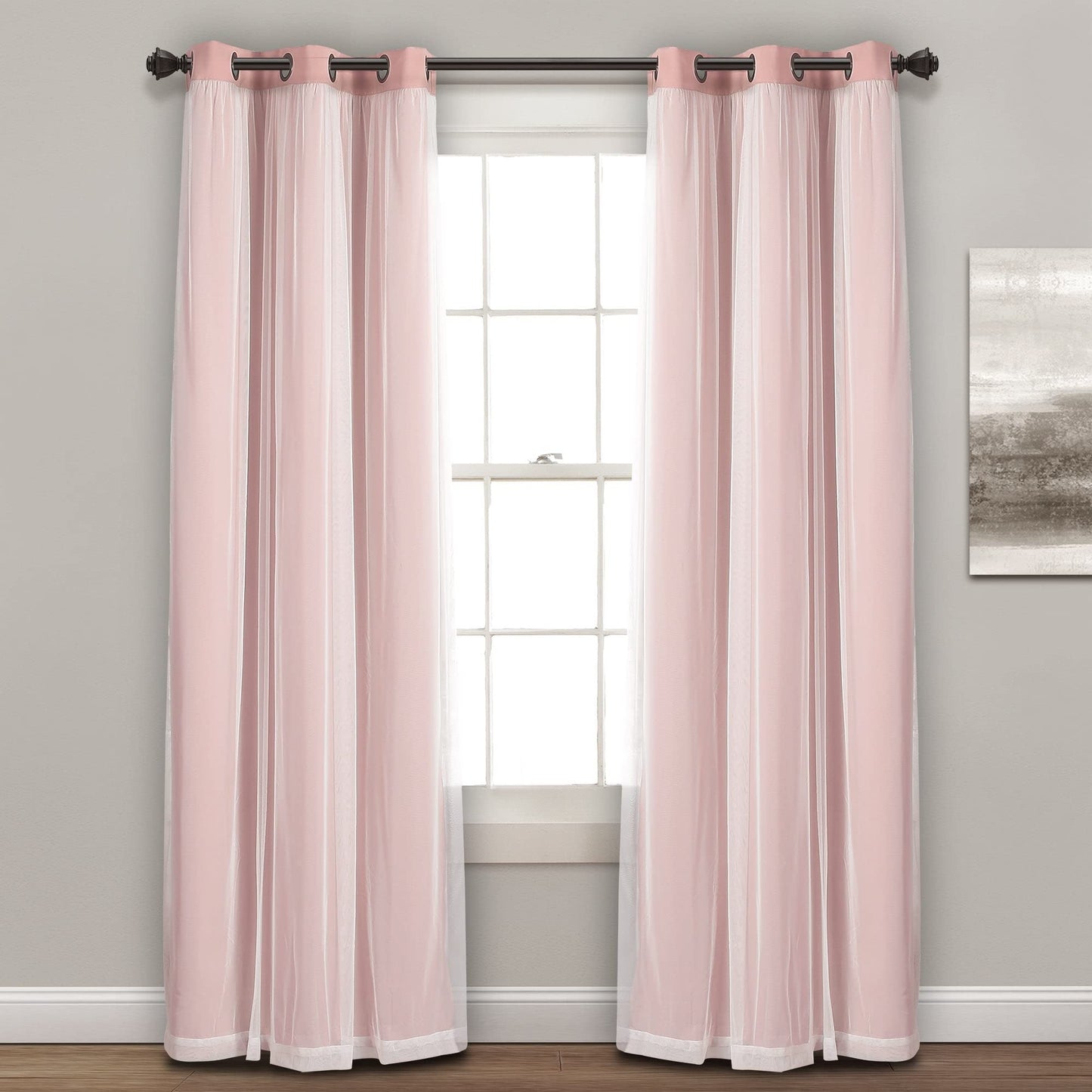 INtex CURTAINS HOUSE Voile Sheer Panel Pair with Insulated Blackout Room Dark,Rich steel Grommet, Set of 1 Panel