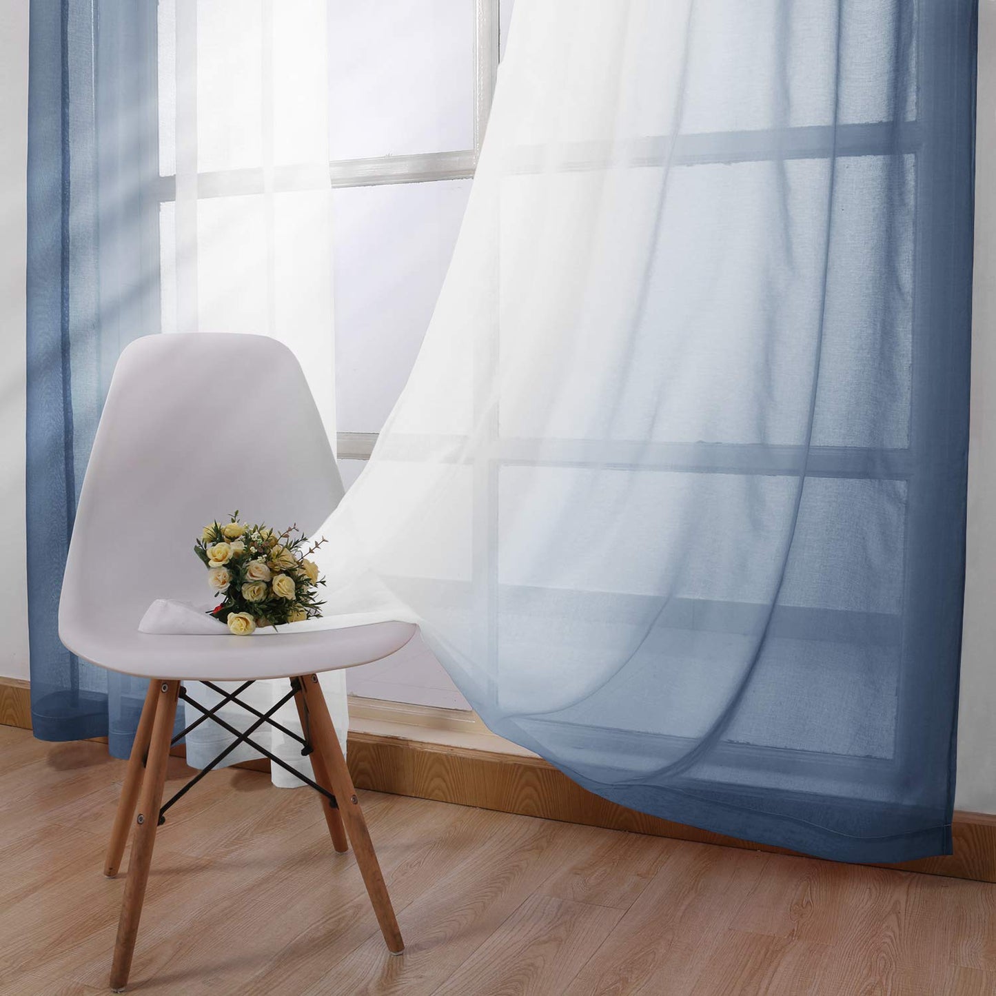 INtex CURTAINS HOUSE Modern Design Voile chiffon Curtains - Gradient colours- steel Grommets - 2 pieces - for living rooms and bedrooms